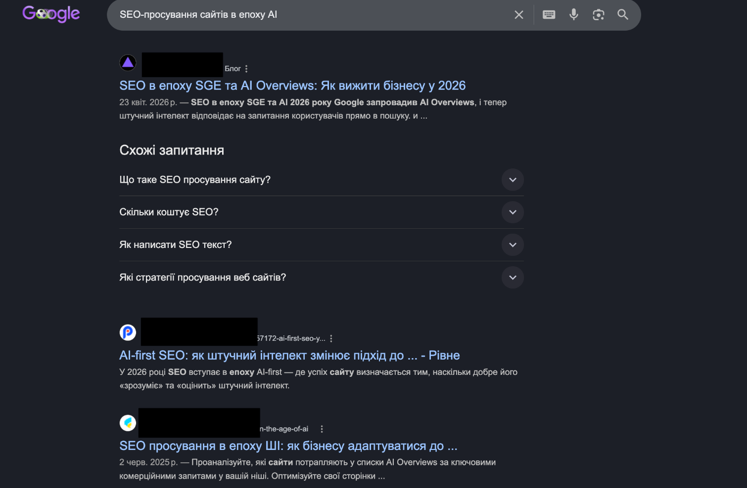 Питання з пошукових підказок та People Also Ask